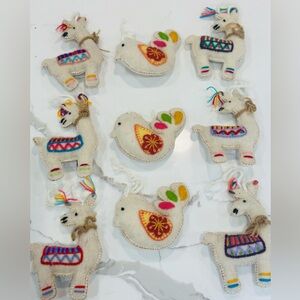 9 Wool embroidered Peru ornaments